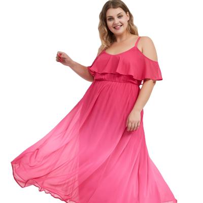 China Live Broadcast Breathable - Spring Summer Plus Size Large Size Pink Color Sleeveless Chill To The Ruffle Maxi Dress Party Dress Casual Dress for sale