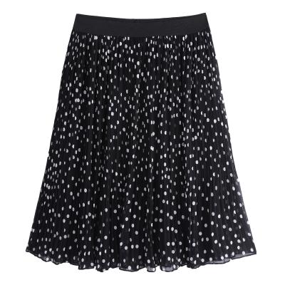 China Plus Size Women Big Size Stain Printed Chiffon Casual Pleated Skirt Plus Size Skirts for sale