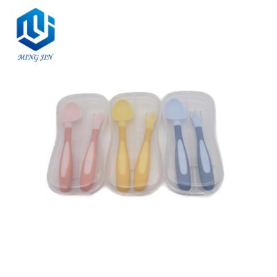 China BPA Free High Quality Bendable Baby Spoon and Fork Feeding Set for sale