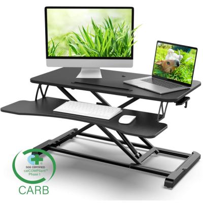 China Ergonomic Height Adjustable Riser Table Height Adjustable Workstation Desks 32 Inches (Height) Sit to Stand Desk Converter Table for sale