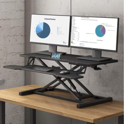 China Workstations (Height) Cheap Ergonomic Height Adjustable Desk Folding Computer Table Laptop Standing Adjustable Converter Furniture for sale