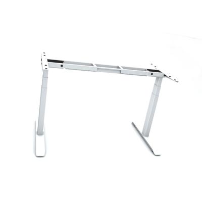 China Table Reception With Metal Frame Timotion Electric Stand Desk Acrylic Plastic Panels Frame Double Motor Position Desk Frame for sale