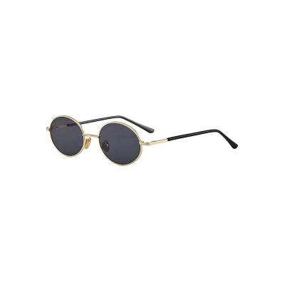 China 2020 Oval Metal Frame Women Gold Vintage Sun Glasses Yellow Red Sun Glasses Small For Men Retro UV400 Tinted Glass for sale