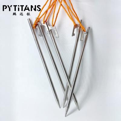 China High Quality Titanium Camping Ultralight Outdoor Activities Tent Peg Stake With Outdoor Rope By PYTITANS for sale