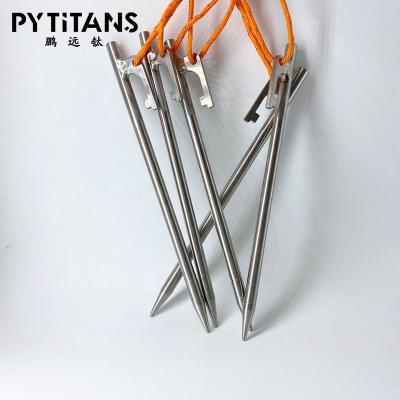 China Outdoor Activities Titanium Camping Tent Peg Peg Outdoor Hiking Ultralight Stake With Rope for sale