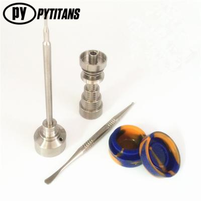 China 6-in-1 Domeless 10/14/18 mm E-nail Grade 1 Titanium Nail + Dabber With Carburetor Cap PY001 for sale