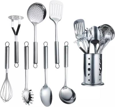 China High Standard Sustainable 8 Pieces Stainless Steel Multifunctional Kitchen Tableware Cooking Instruments Kitchen Utensil Set for sale