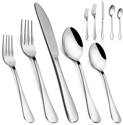 China Viable MASSUGAR 20-Piece Silverware Flatware Flatware Set, Stainless Steel Utensils Service for 4, Include Knife/Fork/Spoon, Mirror Polished for sale