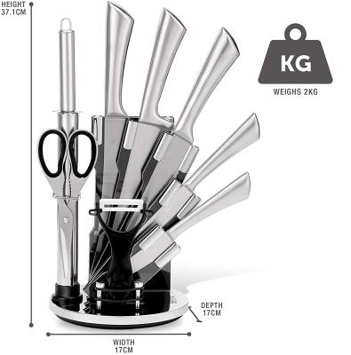 China Viable Cooking Kitchen Knife Set 8pcs Stainless Steel Knife Cutlery Set With Acrylic Knife Block for sale