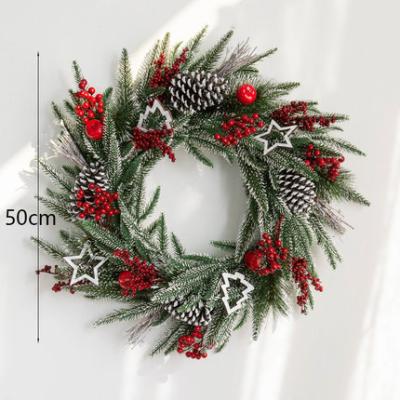 China Eco-friendly Artificial Christmas Wreathwith Red Berry& Pine Cones For Front Door for sale