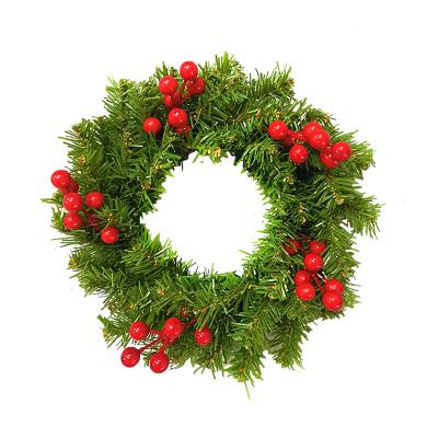 China Wholesale Custom Artificial Christamas Decoration Christmas Wreath Decoration with Pine Cones and Red Berry for sale