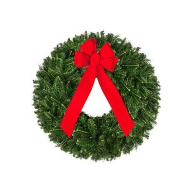 China Eco - Friendly Christmas Decoration 30cm Artificial Pre Lit Christmas Wreath With Red Bow for sale