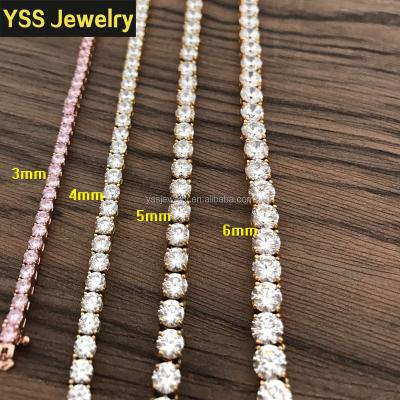 China Hip-hop 3mm 4mm 5mm 6mm Tennis Chain AAAA CZ Golden Whole Sale Female High Quality Tennis Chain for sale