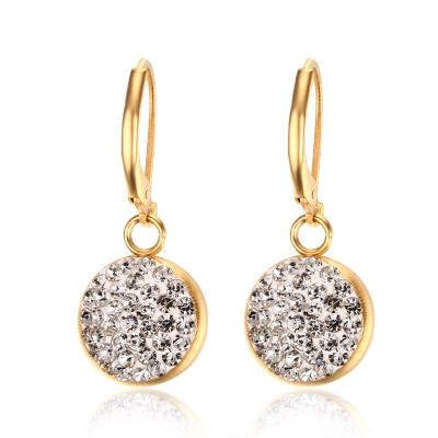 China Stainless steel the European and American style eardrop, full shangrila diamond eardrop, round drill sticky earrings YSS1085 for sale