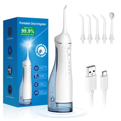 China Portable And Rechargeable Cordless Water Flossers Home Travel Use Oral Irrigator 300ml Tank for sale