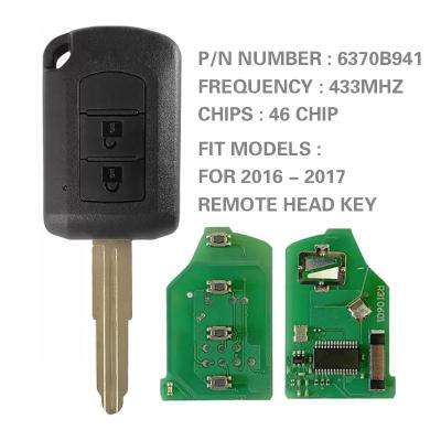 China For 2016 - 2017 M-itsubishi CN011028 Replacement 2 Button Car Control For 2016 - 2017 M-itsubishi 6370B941 Remote Key 433MHZ 46 Chip P/N Numbers for sale