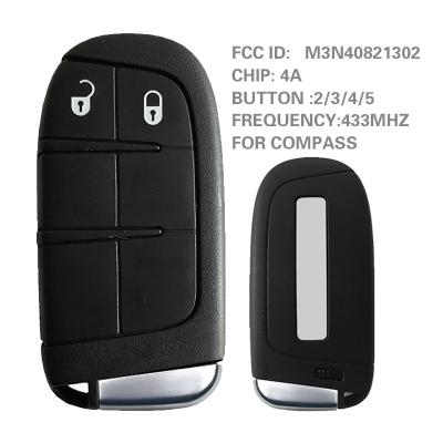 China Aftermarket Jeep Compass CN086038-A 2/3/4/5 Button Jeep Compass Smart Remote Key With 433mhz 4A Chip Keyless Entry SIP22 Blade M3N-40821302 for sale