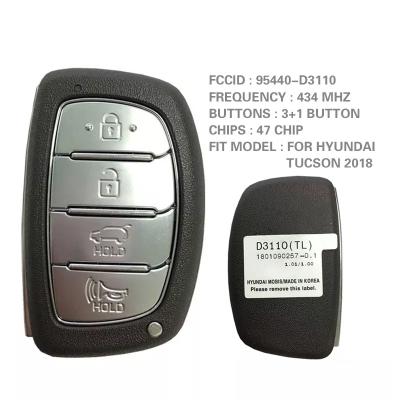 China For Hyundai Tucson 2018 Genuine Smart Remote Key CN020135 For Hyundai Tucson 2018 Genuine Smart Remote Key 4 Buttons 433MHz 3 Buttons 433MHz Transponder 95440-D3110 for sale