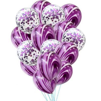 China Wholesale Birthday Eco-friendly 12 Inch Round Helium Latex Multi Color Marbled Agate Balloons Set Rainbow Color Marble Balloon for sale