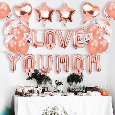 China Party Decoration Mother's Day Decoration Foil Foil Balloon Set 12 Inch Metal Elevator Ball Room Decoration Mother's Day Balloons for sale