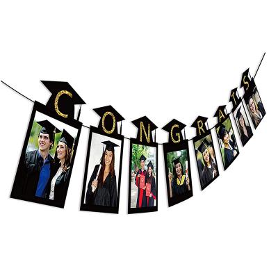 China Congratulations GRADUATE Ceremony Celebration Decoration Black Photo Frame Background Decoration Pull Flag Graduation Party/Birthday /Party Gifts for sale