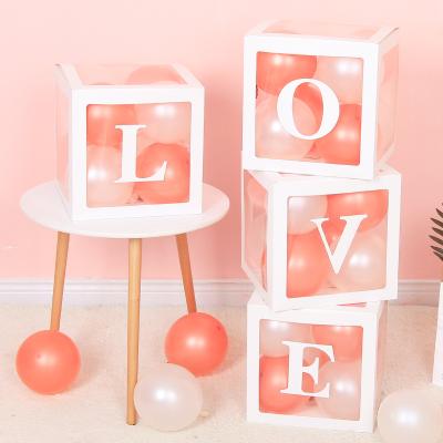 China Transparent Baby Shower Decor 4PCS Birthday Gift Balloon Gold Color Paper Box Baby Shower Box Party Decorations for sale