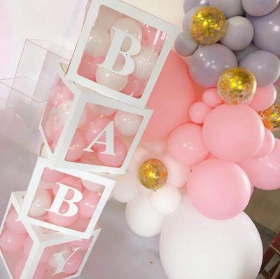 China Baby Shower Decor 4PCS Transparent Baby Shower Decor 4PCS Baby Shower Box Baby Shower Balloon Box and Baby Birthday Personalized Custom Letter Balloon Box for sale