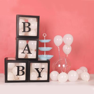 China Hot Sale 4pcs Baby Shower Decor Clear Balloon Box Halloween Baby Shower Birthday Gift Box for sale