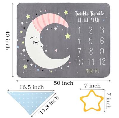 China Baby Milestone Anti-pilling Baby Growth Chart Comfy Blanket Monthly Soft Flannel Blanket for Newborns Gift for sale