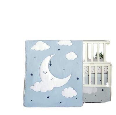 China Anti dust mite sleep moon baby crib bedding set, 3 piece standard size crib bedding set for sale