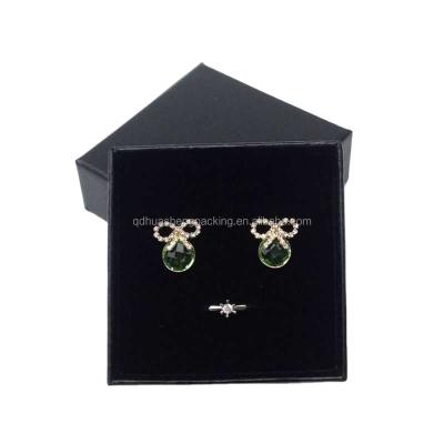 China Two Piece Recycled Materials With Insert Black Custom Logo Gift Jewelry Box for sale