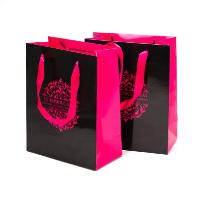 China China Supplier Logo Pink Paper Bag Garment Recyclable Wholesale Custom Shopping Carrier Bag For Garment High Quality Retail Bag for sale