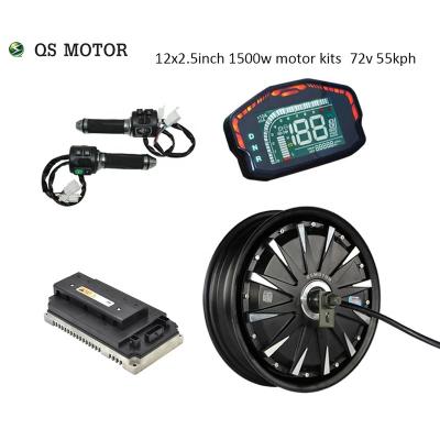 China QS Motor 12x2.5inch 1500W 260 V1.12 72v 55kph High Efficiency Low Power BLDC In Wheel Hub Motor With EM50SP Controller For Electric Scooter for sale