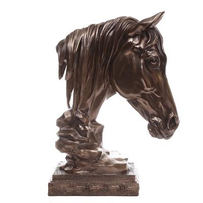 China Europe copper sculpture plated hand carving 32*27*43cm inch horse head design home decor statue for sale