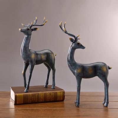 China Europe Decoration Cheap Animal Statues Green Deer Animal Ornament Animal Figurines Wholesale for sale