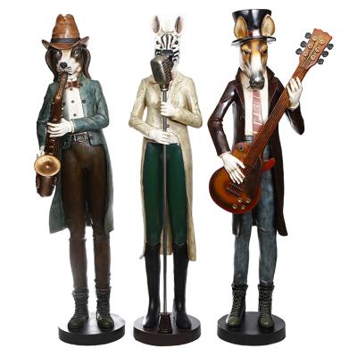 China Exquisite Gift Nordic Craft Europe Cartoon Animals Music Band Resin Figure Sculpture Decoration for sale