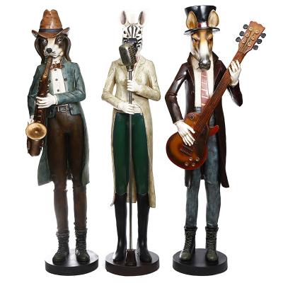 China Europe Wine Cartoon Animal Music Band Figurines Exquisite Sculpture Decoration Nordic Resin Craft Abstract Cabinet for sale