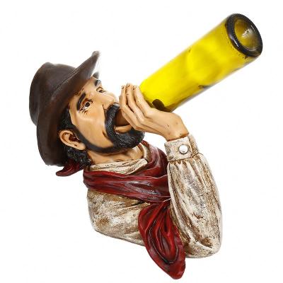 China Custom Realistic Europe Resin 3d Man Wall Wine Rack Sculptures For Indoor Home Decor Character Statue for sale