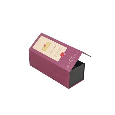 China Recycled Materials Customize Luxury Rigid Paper Magnetic Single Flap Box Wine Bottle Gift Boxes for sale