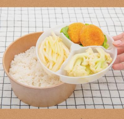 China Disposable Disposable Plastic Tray Compartment Insert Divider Kraft Paper Inner Bowls 165mm On Sale for sale