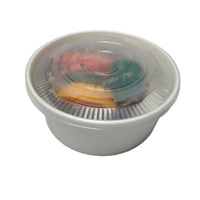 China White Paper Biodegradable Eco - Friendly Disposable Bowl With Plastic Lids Hot Food Packing Container On Sale for sale