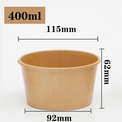 China 400ml Waterproof Disposable Kraft Paper Cups With Plastic Lid Take Out Paper Food Packaging Container On Sale for sale