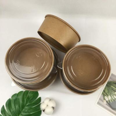 China 1500ml waterproof kraft paper bowls with OPS lid take out bento food packaging container on sale for sale