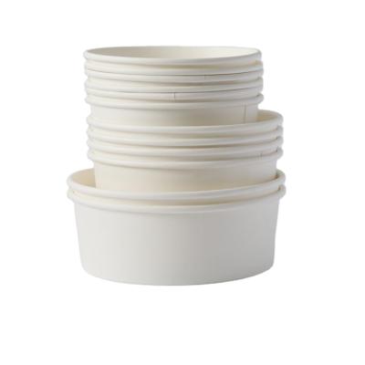 China Biodegradable Eco-friendly Disposable Paper Bowl White With Clear Plastic Lid Take Out Fast Food Packaging Container for sale