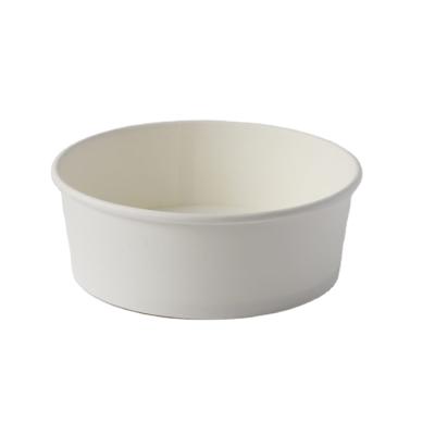 China Recyclable 1100ml white paper bowl with plastic lid take away fast food packaging container factory direct supply for sale