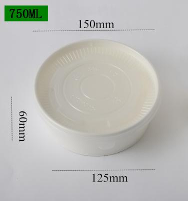 China Recyclable 750ml white paper bowl with plastic lid take away fast food packaging container factory direct supply for sale