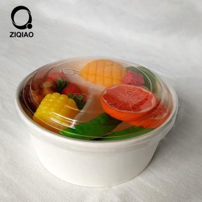 China Waterproof Disposable Double PE Lined White Leakproof Paper Bowl For Togo Fast Food Rice Salad Soup Package for sale