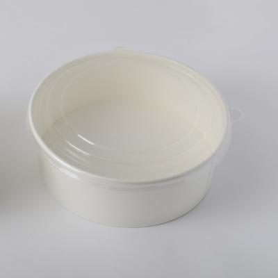 China Recyclable 1100ml white paper bowl with OPS lid take away fast food packaging container factory direct supply for sale