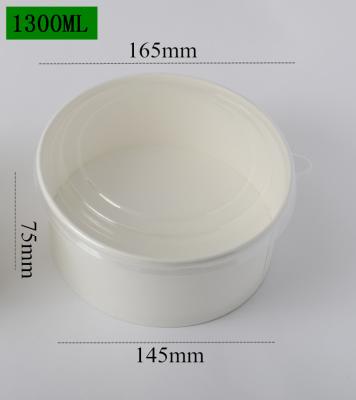 China White Paper 1300ml Biodegradable Bowl With OPS Lid Take Out Fast Food Packaging Container Factory Direct Supply for sale