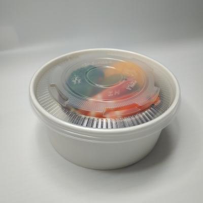 China Biodegradable Disposable Double PE Lined White Paper Bowl For Togo Fast Food Rice Salad Soup Pack for sale